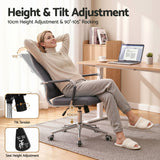 Artiss Conference Office Chair Swivel Computer Chair High Back Ribbed PU Leather Grey