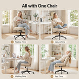 Artiss Criss Cross Office Chair Wide Seat Desk Chair Bouclé Fabric Vanity Chair Comfy, Beige