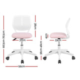 Artiss Ergonomic Office Chair Armless Study Chair Height Adjustable for Girls Boys Teens Pink