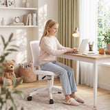 Artiss Ergonomic Office Chair Armless Study Chair Height Adjustable for Girls Boys Teens White