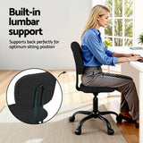 Artiss Armless Office Chair with Wheels, Ergonomic 360° Swivel Home Office Desk Chair, Height Adjustable Computer Task Chair with Fabric Back and Seat for Small Space, Black
