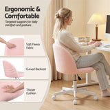 Artiss Office Chair Armless Swivel Vanity Desk Chair with Wheels Teddy Fleece Pink