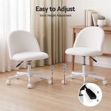 Artiss Office Chair Armless Swivel Vanity Desk Chair with Wheels Teddy Fleece White