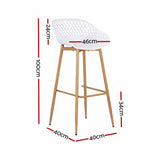Gardeon 4-Piece Outdoor Bar Stools Plastic Metal Dining Chair Balcony White