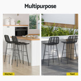 Gardeon 2x Outdoor Bar Stools Rattan Black