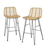 Gardeon 2x Outdoor Bar Stools Rattan Nature