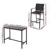 Gardeon 7PCS Outdoor Bar Set Stools Dining Chairs Table Patio Steel Bistro Set Black