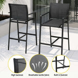 Gardeon 7PCS Outdoor Bar Set Stools Dining Chairs Table Patio Steel Bistro Set Black
