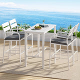 Gardeon Outdoor Bar Set 5-Piece Patio Dining Chairs Aluminium Table Stools White