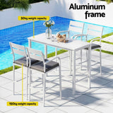 Gardeon Outdoor Bar Set 5-Piece Patio Dining Chairs Aluminium Table Stools White