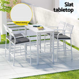 Gardeon Outdoor Bar Set 5-Piece Patio Dining Chairs Aluminium Table Stools White