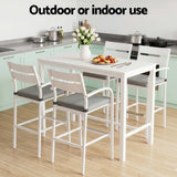 Gardeon Outdoor Bar Set 5-Piece Patio Dining Chairs Aluminium Table Stools White