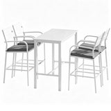 Gardeon Outdoor Bar Set 5-Piece Patio Dining Chairs Aluminium Table Stools White