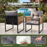Gardeon 2PC Outdoor Dining Chair Wicker Patio Armchair Cushion Garden Furniture