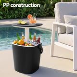 Gardeon 2-in-1 Outdoor Bar Table Portable Wine Cooler 15L Ice Bucket Tong Black
