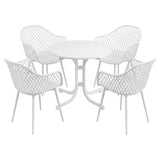 Gardeon 5PCS Outdoor Dining Set Table and Chairs Patio Furniture Garden Diamond White