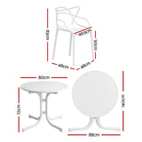 Gardeon 5PCS Outdoor Dining Set Table and Chairs Garden Patio Furniture Entwine White