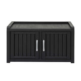 Outdoor Storage Box Bench Shoe Cabinet with Shelf Resin 81cm Black
