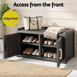 Outdoor Storage Box Bench Shoe Cabinet with Shelf Resin 81cm Black