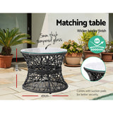 Gardeon Outdoor Lounge Setting Papasan Chair Wicker Table Garden Furniture Black