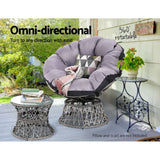 Gardeon Outdoor Lounge Setting Papasan Chair Wicker Table Garden Furniture Grey
