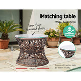 Gardeon Outdoor Lounge Setting Furniture Wicker Papasan Chairs Table Patio Brown