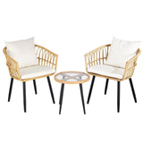 Gardeon 3PC Outdoor Bistro Set Patio Furniture Lounge Setting Table and Chairs Natural