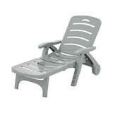 Gardeon 2PC Sun Lounger Folding Lounge Chair Wheels Patio Outdoor Furniture Grey