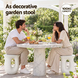 Gardeon Outdoor Side Table MGO Arch Cutout Garden Stool Stone Look White