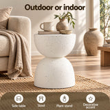 Gardeon Outdoor Side Table MGO Hourglass Garden Stool Terrazzo Look White