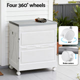 Gardeon 159L Outdoor Storage Box Stackable Cupboard Camping Organizer Wheels