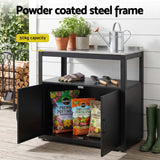 Gardeon Outdoor Storage Cabinet Garden Potting Bench Stainless Steel Table Top Black