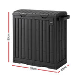 Gardeon Outdoor Trash Cans Dual Compartment Trash Can 220L Black