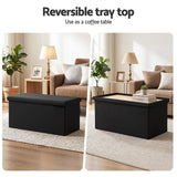 Artiss Storage Ottoman Bench Folding Blanket Box Toy Organiser Foot Stool Black