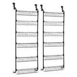 Artiss 2x Over Door Storage Pantry Organiser 6-Tier Metal Hanger Hook Black