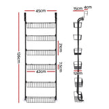 Artiss 2x Over Door Storage Pantry Organiser 6-Tier Metal Hanger Hook Black