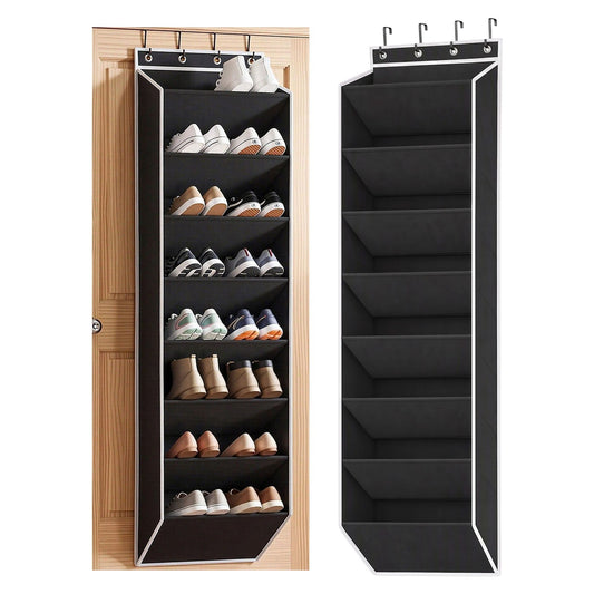 Artiss Over Door Shoe Organiser Storage X2 8-Tier Pantry Hanger Fabric Black