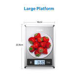 RENPHO SMART NUTRITION SCALE - BLE - 3XAAA - 9X6.3X0.8 INCH - GREY STAINLESS STEEL (UP TO 11LB)