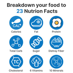 RENPHO SMART NUTRITION SCALE - BLE - 3XAAA - 9X6.3X0.8 INCH - GREY STAINLESS STEEL (UP TO 11LB)