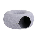i.Pet Cat Bed with Tunnel 60x28CM Donut Felt Cave Hideaway Detachable Grey