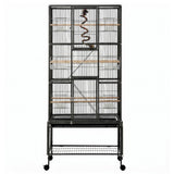 i.Pet 176cm 3-Tier Large Bird Cage Aviary with Ladder Parrot Budgie Wheels Black