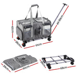 i.Pet Pet Carrier Swivel Wheels Foldable Cat Dog Trolley Stroller Travel Bag Grey