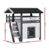 i.Pet Outdoor Cat House Shelter 77cm x 50cm x 73cm Rabbit Hutch Wooden Condo Small Outdoor Cat House