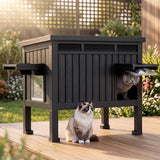 i.Pet Outdoor Cat House Pet Kennel Enclosure Cat Shelter Condo Rabbit Hutch Black