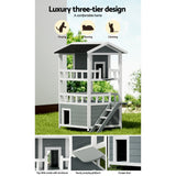 i.Pet Outdoor Cat House Shelter 72cm x 72cm x 127cm Rabbit Hutch Wooden Condo Small Outdoor Cat House
