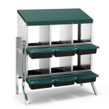 i.Pet Chicken Nesting Box Roll Away Metal Nesting Box Wall Mounted 6 Holes Green
