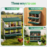 i.Pet Chicken Nesting Box Roll Away Metal Nesting Box Wall Mounted 6 Holes Green