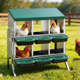 i.Pet Chicken Nesting Box Roll Away Metal Nesting Box Wall Mounted 6 Holes Green