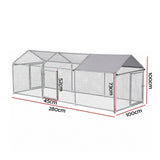 i.Pet Chicken Coop Rabbit Hutch Outdoor Run Walk in Hen Cage Ferret House 2.8x1x1m