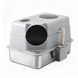 i.Pet Cat Litter Box Large Stainless Steel High Sided Pet Toilet Odour Control